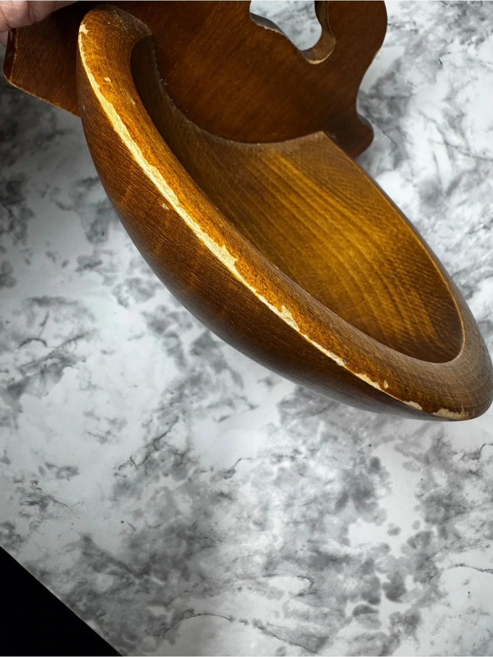 Lot of 2 Monkey Pod Light/Dark Wood Serving Bowls Tray